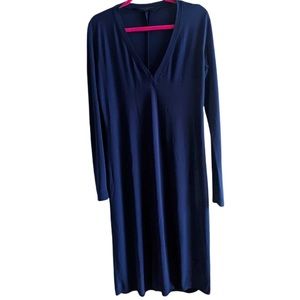 NORMA KAMALI | Dress V-Neck Long Sleeve Navy
